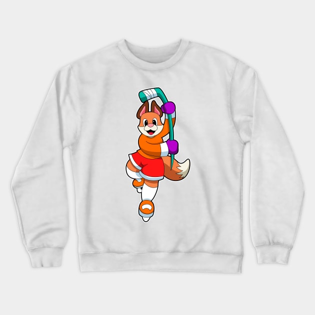 Fox at Ice hockey with Ice hockey stick Crewneck Sweatshirt by Markus Schnabel